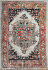 Bright Olive & Pumpkin Washable Rug