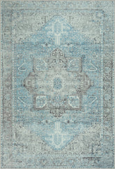 Daylight Blue & Silver Washable Rug