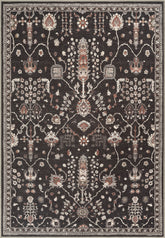 Night Black Washable Rug
