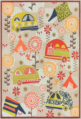 Beige & Multicolor Washable Rug