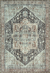 Charcoal & Light Sienna Washable Rug