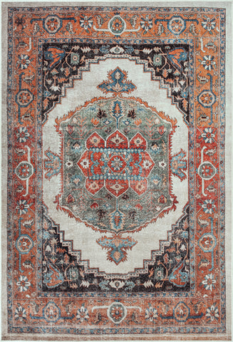 Bright Olive & Pumpkin Washable Rug