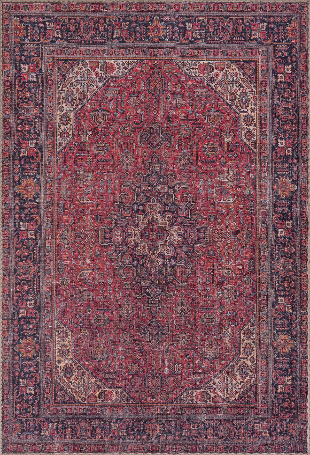 Aesthetic Crimson Red Washable Rug