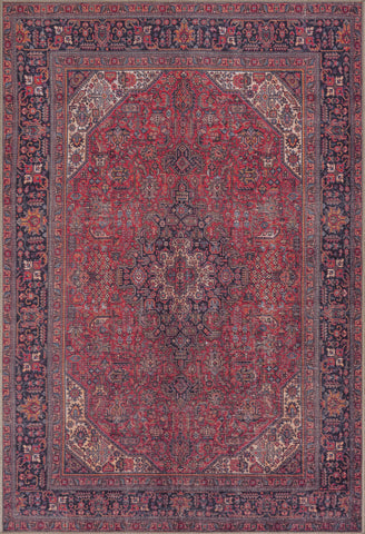 Aesthetic Crimson Red Washable Rug