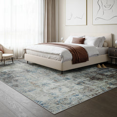 Atlantis Blue & Brown Washable Rug