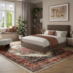 Bright Olive & Pumpkin Washable Rug