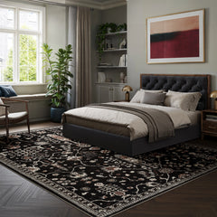 Night Black Washable Rug