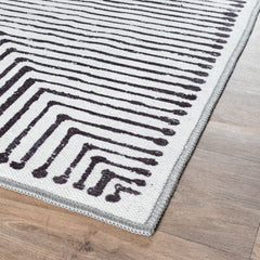 Grey & Black Inkflow Washable Rug