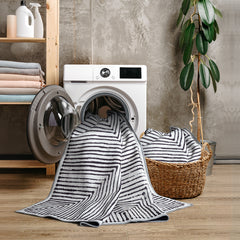 Grey & Black Inkflow Washable Rug