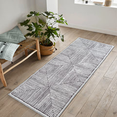 Grey & Black Inkflow Washable Rug