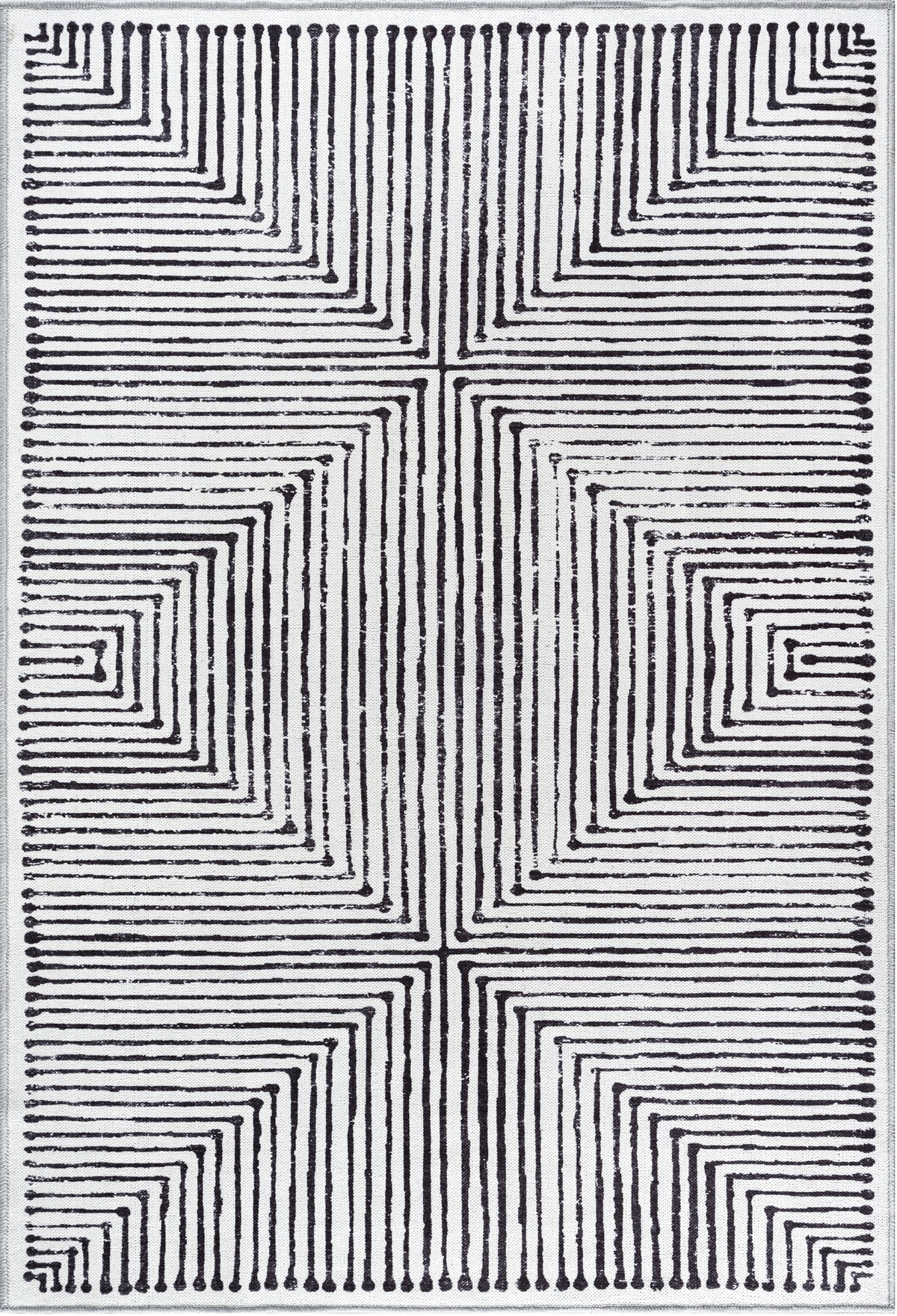 Grey & Black Inkflow Washable Rug