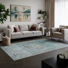 Daylight Blue & Silver Washable Rug
