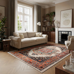 Bright Olive & Pumpkin Washable Rug