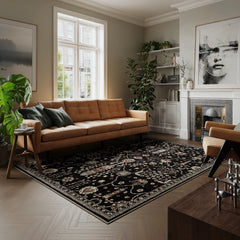 Night Black Washable Rug