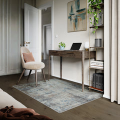 Atlantis Blue & Brown Washable Rug