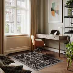 Night Black Washable Rug