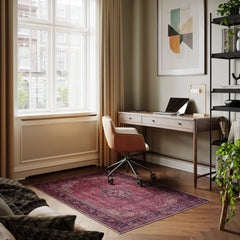 Aesthetic Crimson Red Washable Rug