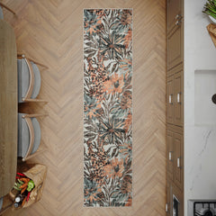 Dark Khaki & Peach Washable Rug