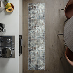 Atlantis Blue & Brown Washable Rug