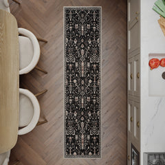 Night Black Washable Rug