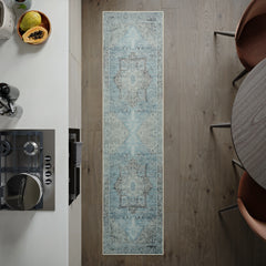 Daylight Blue & Silver Washable Rug