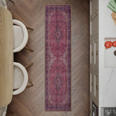 Aesthetic Crimson Red Washable Rug