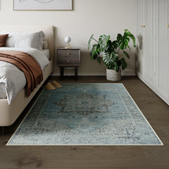 Daylight Blue & Silver Washable Rug