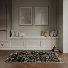 Night Black Washable Rug