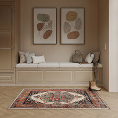 Bright Olive & Pumpkin Washable Rug