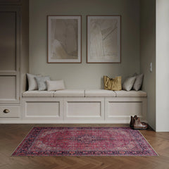 Aesthetic Crimson Red Washable Rug