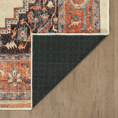 Bright Olive & Pumpkin Washable Rug