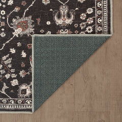 Night Black Washable Rug