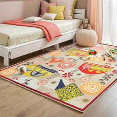 Beige & Multicolor Washable Rug