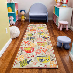 Beige & Multicolor Washable Rug