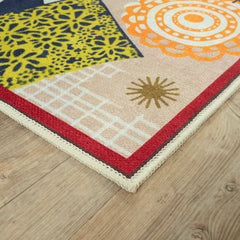 Beige & Multicolor Washable Rug