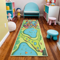 Green & Multicolor Washable Rug
