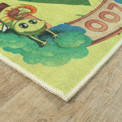 Green & Multicolor Washable Rug