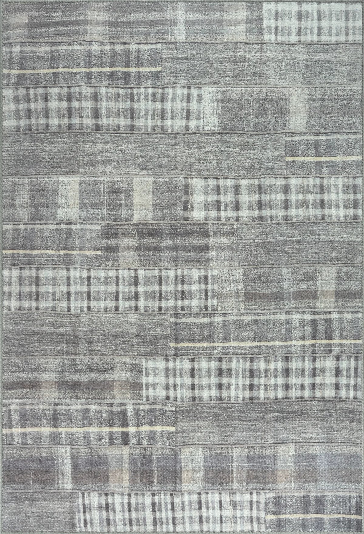 Grey Tartan Washable Rug