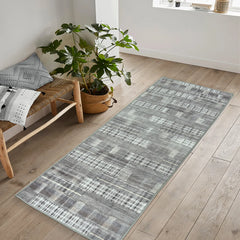 Grey Tartan Washable Rug