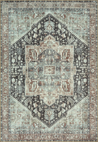 Charcoal & Light Sienna Washable Rug