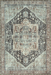 Charcoal & Light Sienna Washable Rug