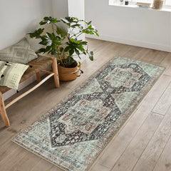 Charcoal & Light Sienna Washable Rug