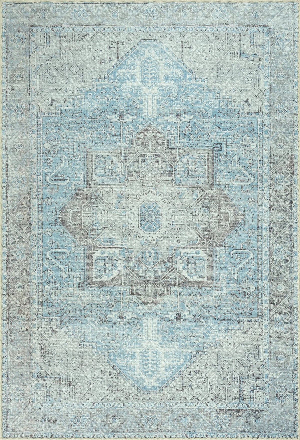 Daylight Blue & Silver Washable Rug