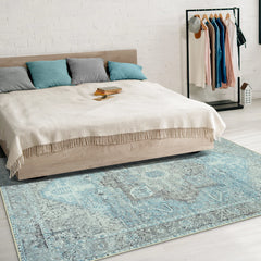 Daylight Blue & Silver Washable Rug