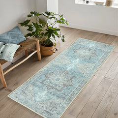 Daylight Blue & Silver Washable Rug