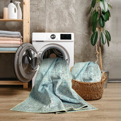 Daylight Blue & Silver Washable Rug