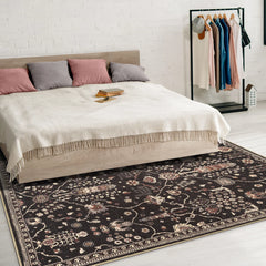 Night Black Washable Rug