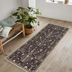 Night Black Washable Rug