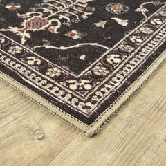 Night Black Washable Rug