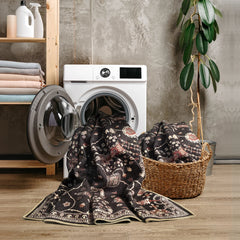 Night Black Washable Rug